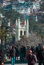 The Christian Church at The Ridge Shimla and tourist and locals walking in front of Church.